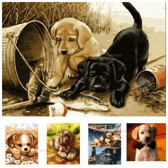 

Mosaic Cartoon Dog Diamond Embroidery Painting Cross Stitch Home Decor Cute Animals Diamond Wall Art Picture For Living Room