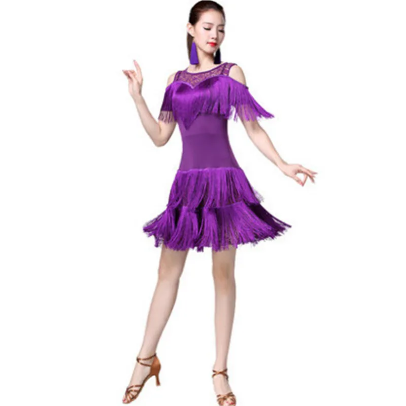 2021 Latin dance skirt female adult new costume exercise clothes sexy strapless tassel dress | Тематическая одежда и