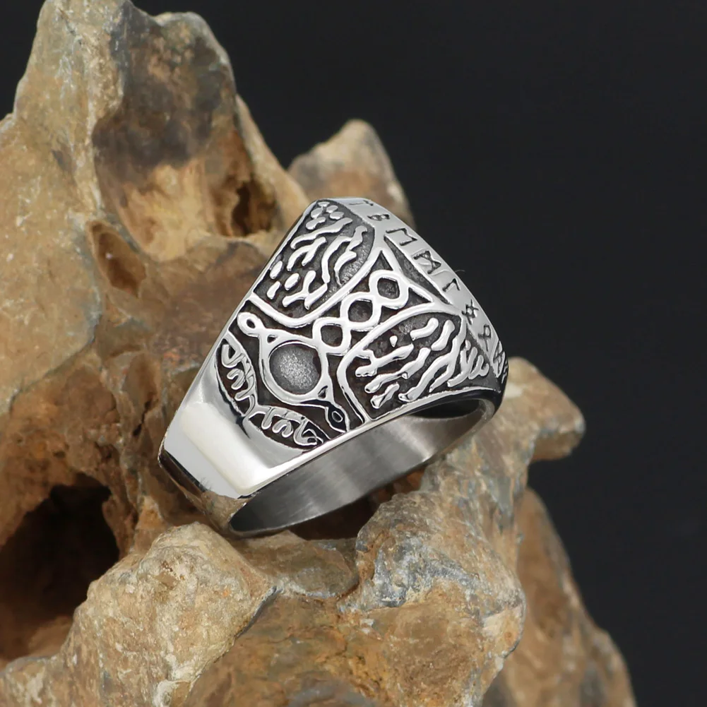 Скандинавский Викинг mjolnir valknut vegvisir Рунический амулет кольцо из нержавеющей