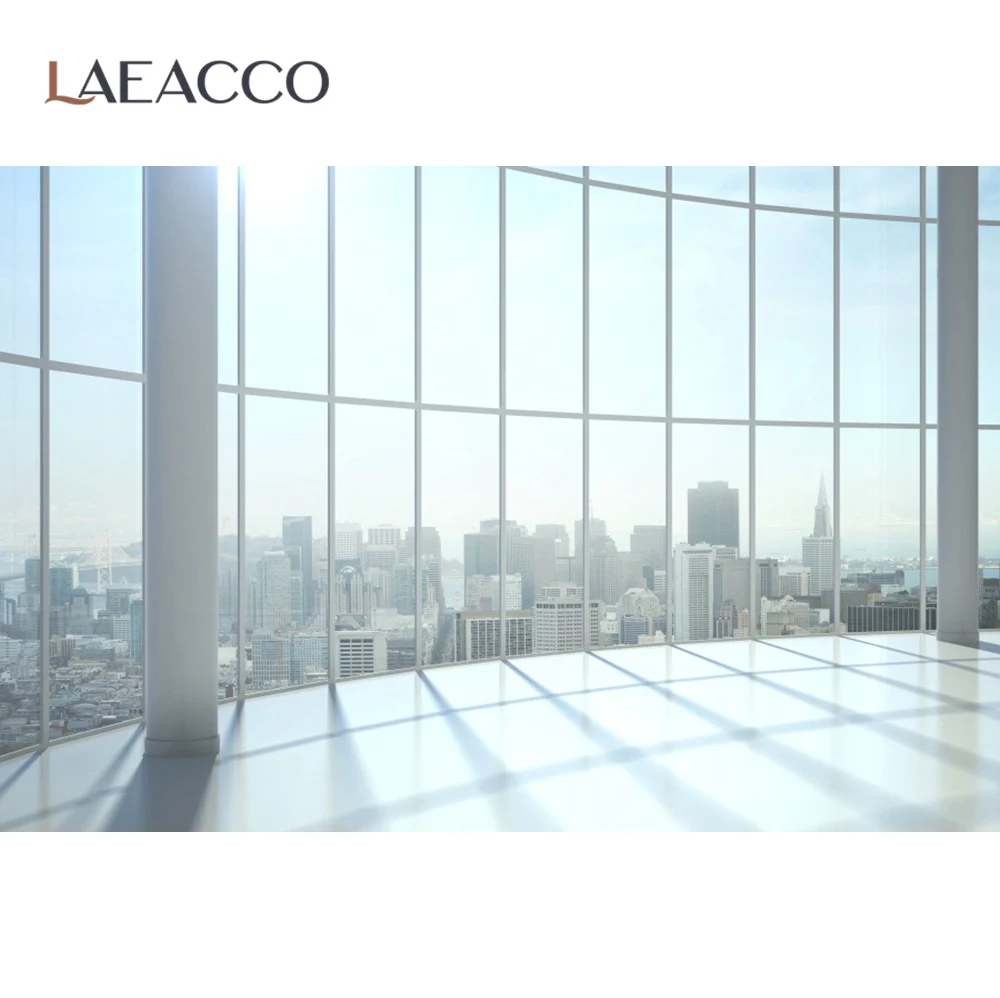 Laeacco современный городской здания Viewroom остекленной двери занавески домашний
