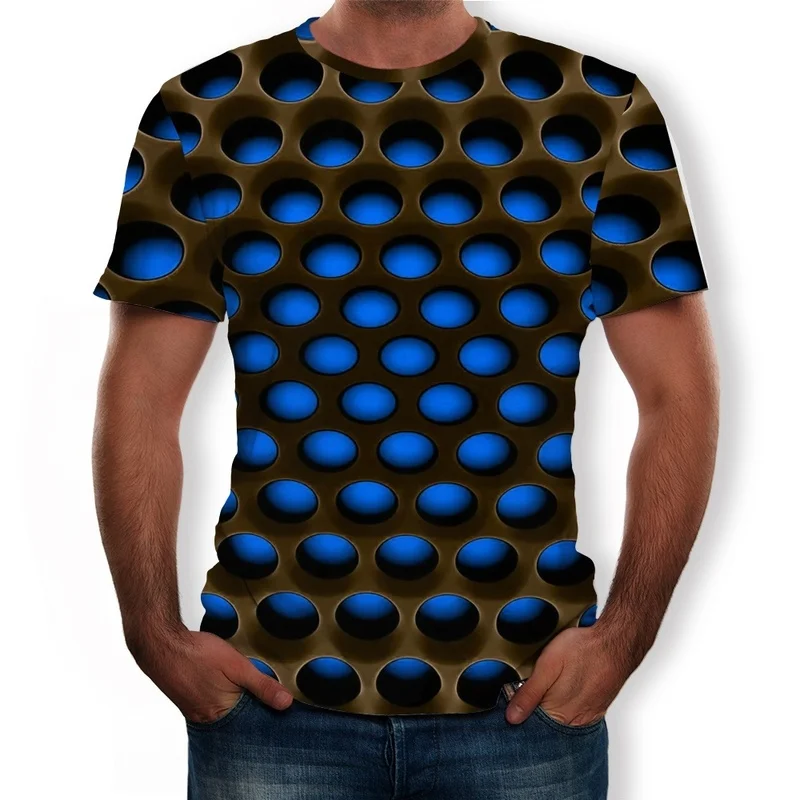 

2019 Hot T-shirt Mens Geometric 3D Three-dimensional Pattern Digital Printing T-shirt Tops Male Short Sleeve Slim Fit Tees