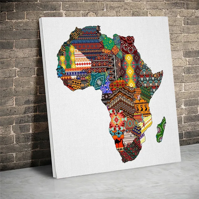

Карта Африки в стиле узора Холст плакат Африканское искусство живопись HD печатная картина настенное Искусство Декор Гостиная Куадрос