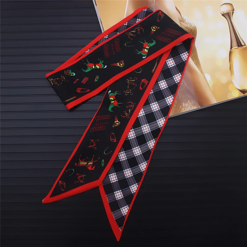 Женский шелковый шарф с принтом животных длинный узкий ретро-шарф для женщин