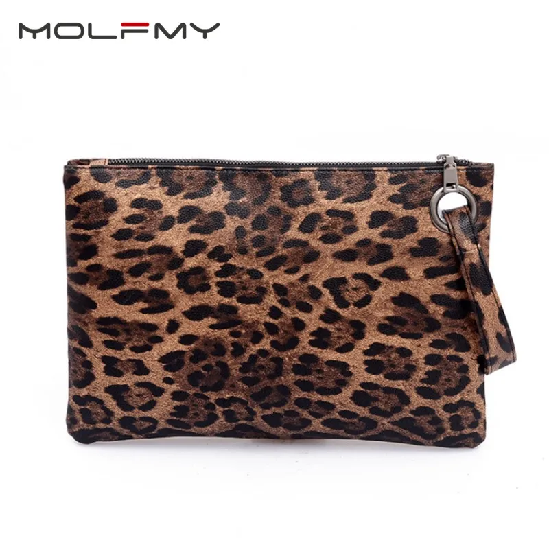

Leopard Women's Clutches envelope clutch bags Ladies Evening Party Bags High quality PU leather Shoulder messenger bags Handbags
