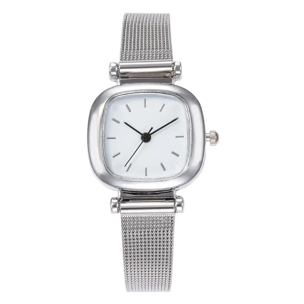 Часы женские кварцевые с сетчатым ремешком из нержавеющей стали 50|Женские
