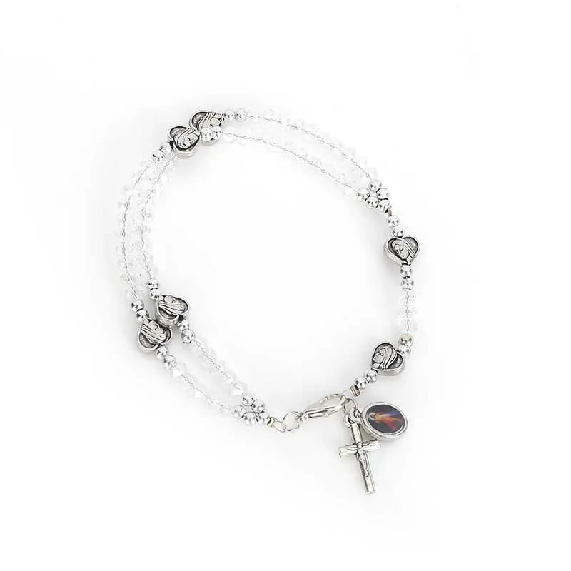 Браслет с застежкой Лобстер браслет четки кристаллами Сердце центр святая