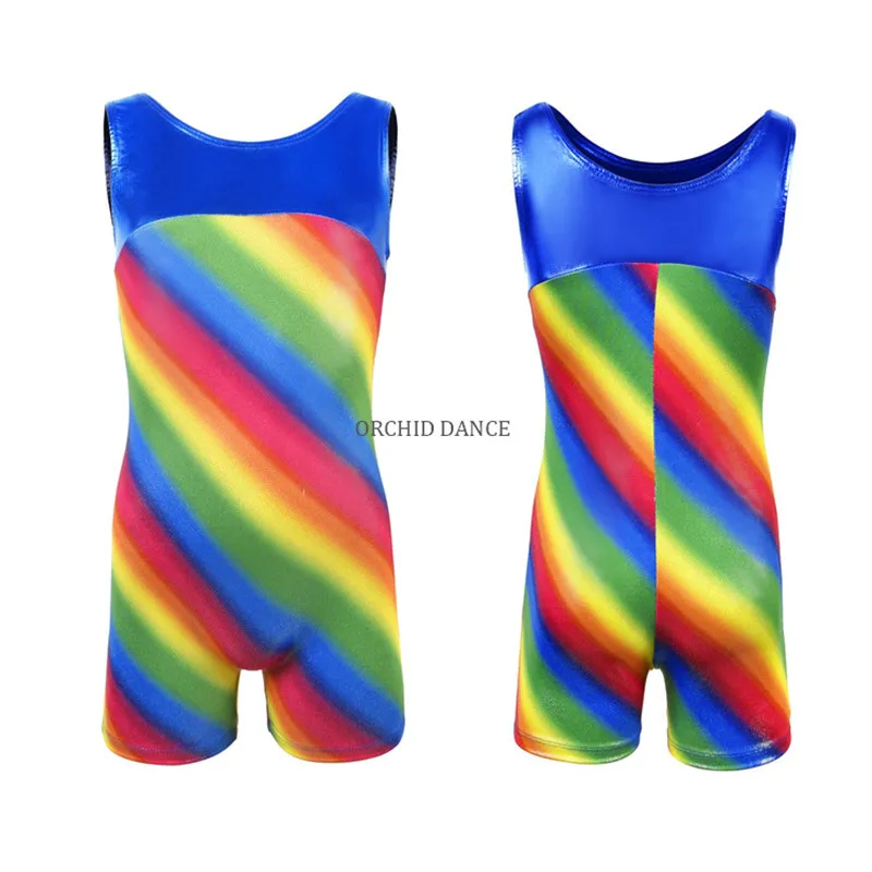 Дешевые блестящие радужные танцевальные унитазы гимнастические трико для