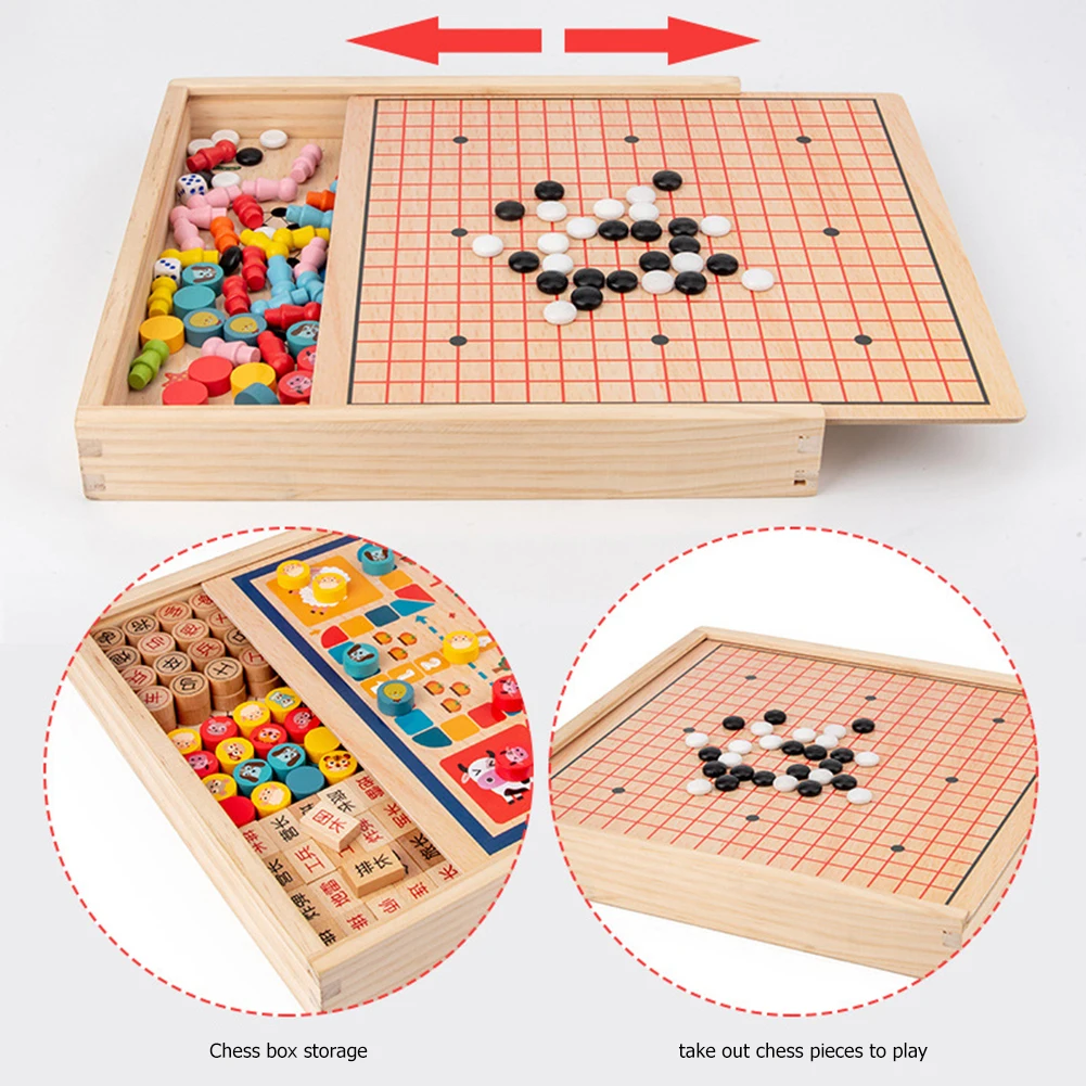 Детские Многофункциональные настольные шахматы деревянные летающие шашки