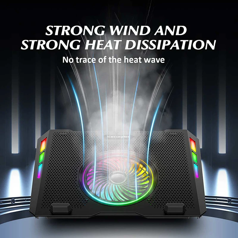 

SeenDa RGB Laptop Cooler Laptop Cooling Pad Adjustable Notebook Gaming Cooler Stand with 5 Fans 2USB Ports for 17-21inch Laptop