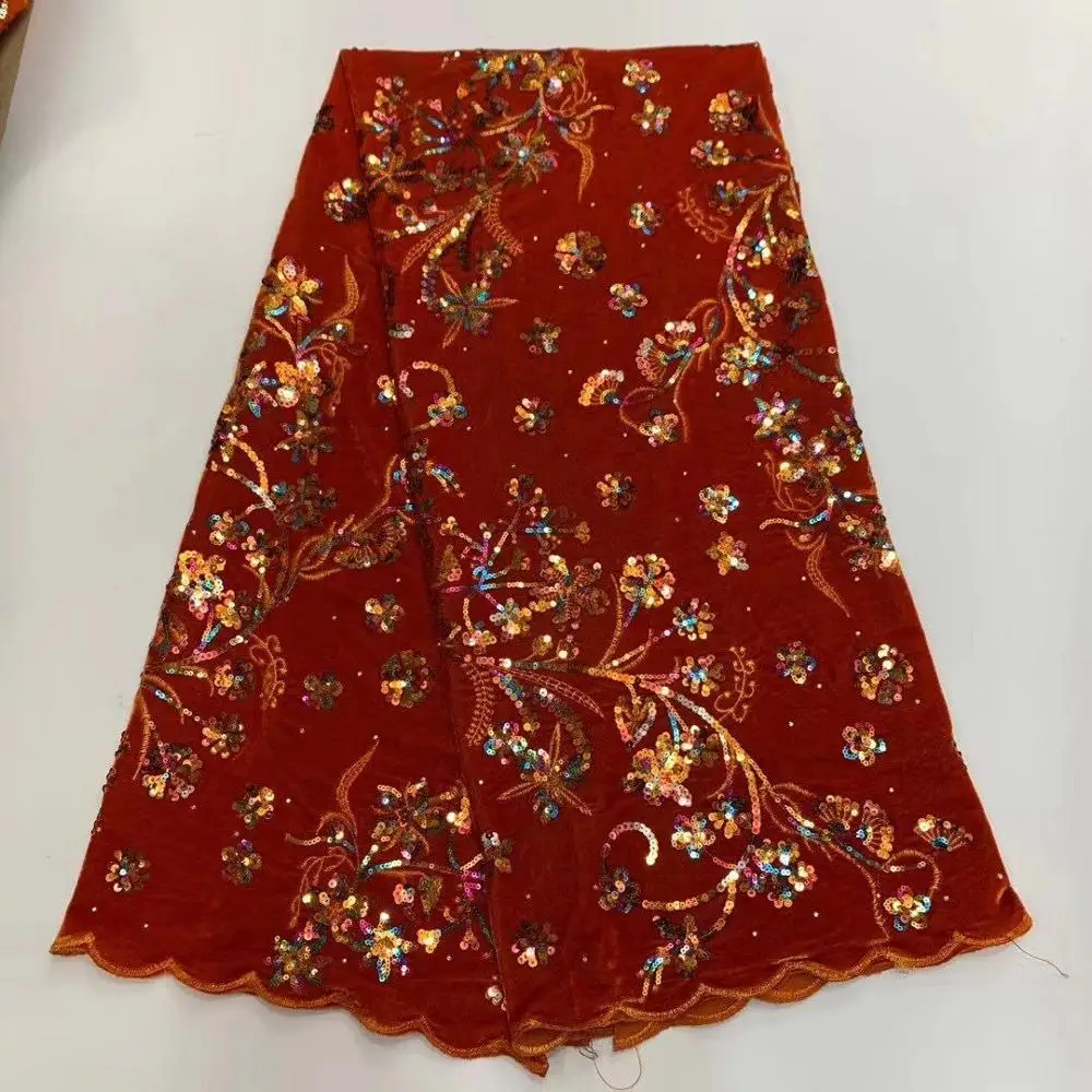 

Fashion Black Party African Women's Velvet Lace Fabric With Sequins For Evening Dress PVZ59 (5Yards/Lot)