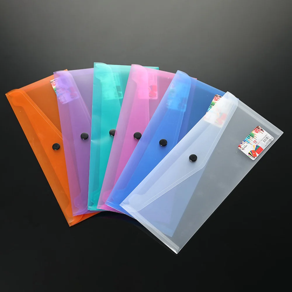 

6pcs A4 Document Folder Clear Document Envelope Folder with Snap Button Durable Storage Folder Organizer for School (Ran