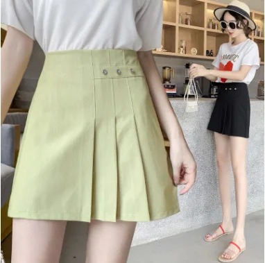 

Summer Women Skirt 2020 High Waist Stitching Student Pleated Skirts Women Cute Sweet Girls Dance Mini Skirt
