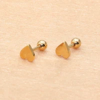 brief classical stainless steel heart shape delicate screw back stud earrings no fade allergy free