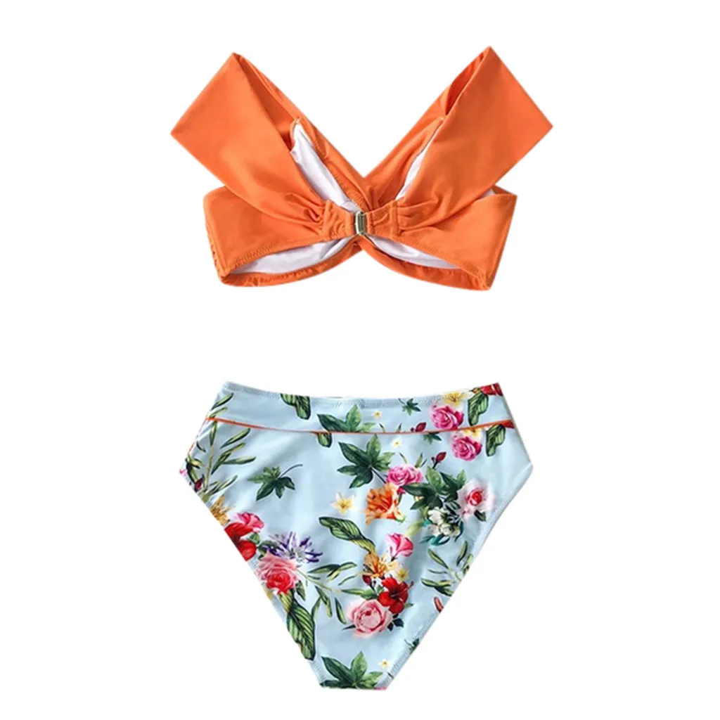 

Bikini Set Summer Women Sexy Solid Beach Wear Bikini Mid Waist Woman Swimsuit Female Swimwear Biquini Bathing Suit With Pad D12