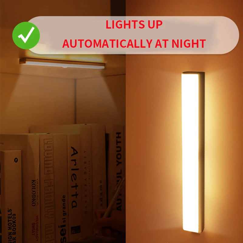 

PIR Motion Sensor LED Under Cabinet Light Auto On/Off 12 LEDs 98/190mm For Kitchen Bedroom Closet Wardrobe Night Lights