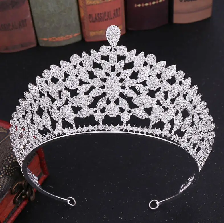 Silver White KMVEXO винтажные Роскошные Кристальные Тиары Корона со стразами для свадебная прическа аксессуар диадема головной убор модные украшения для волос - Окраска металла: Silver White