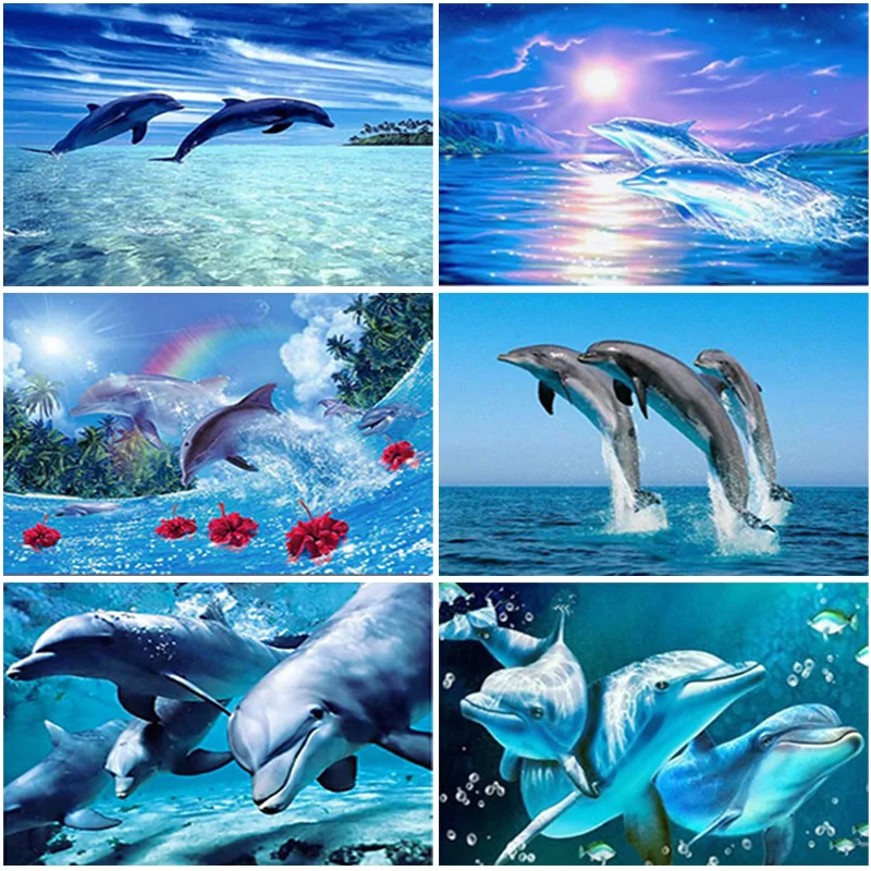 

5D Diamond Painting Dolphin Animals Full Square/Round Diamond Embroidery Pictures Of Rhinestones Diamond Mosaic Home Decoration