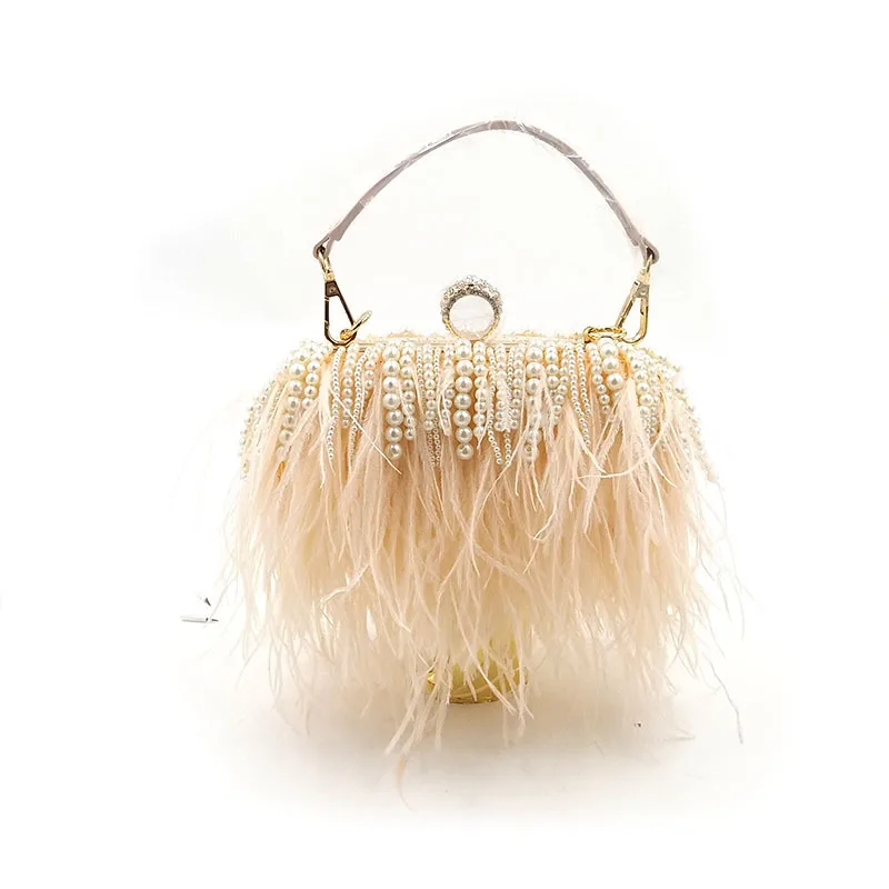 Женский клатч ручной работы Роскошный кошелек с принтом пера из страуса и