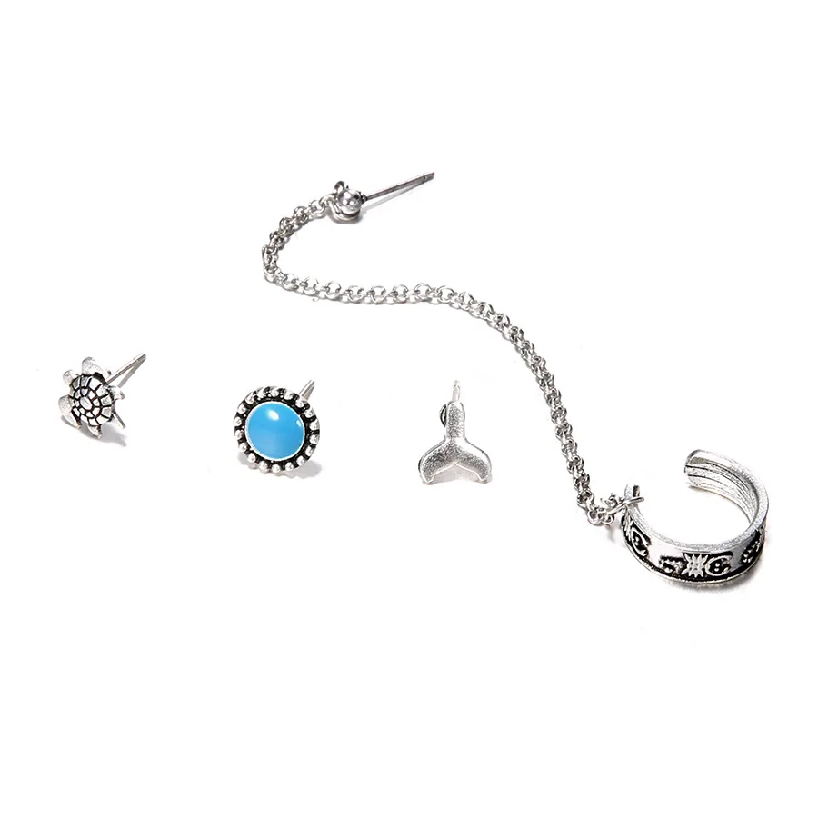 Богемный стиль Черепашки рыбий хвост цепь 4 шт упакованные комбинации уха