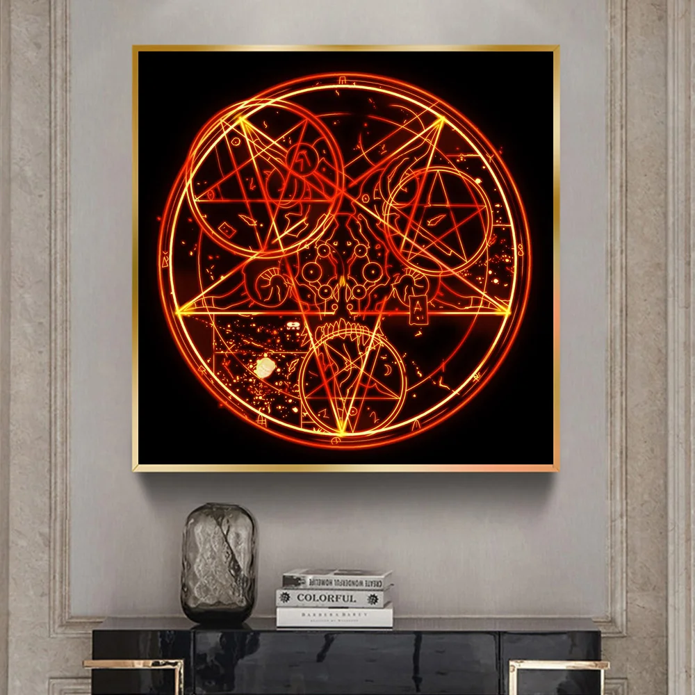 

Doom Pentagram Magic Circle Cartoon Wall Art Decor Posters And Prints Abstract Canvas Art Anime Painting Picture For Living Room