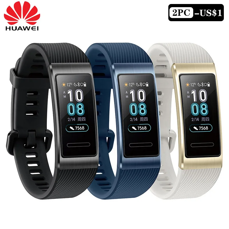 Huawei Band 3 Pro Band 3 Смарт-браслет 3 0,95 дюймов трекер для плавания Водонепроницаемый Bluetooth фитнес-трекер сенсорный экран