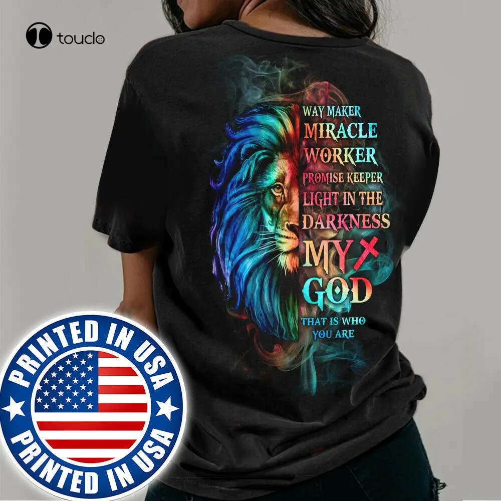 

Jesus T-Shirt Backside Way-Maker Lion God Music Lover Song Lyrics Gift Unisex birthday girl shirt