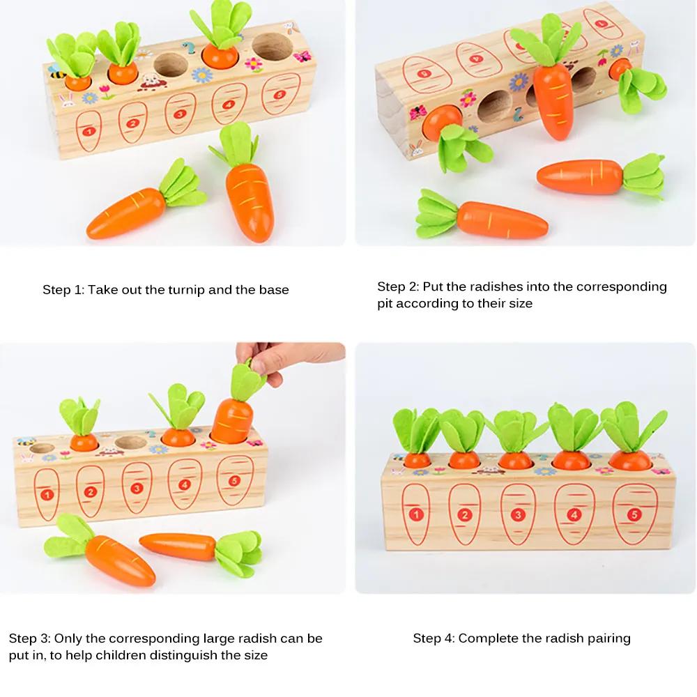 

Montessori Wooden Fun Numbers Insert Carrot Game Hand-Eye Coordination Math Board Game Children'S Educational Toys For Kids