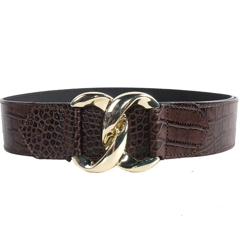 

CITY BEACH Ladies belt classic retro casual business double round gold buckle belt men's jeans belt dress fashion double buckle