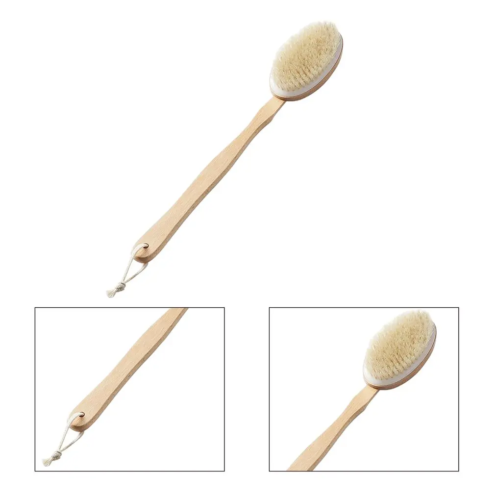 

Household Natural Wood Long Handle Massage Bath Brush Body Brush Natural Bristles Skin Care Whitening Brush