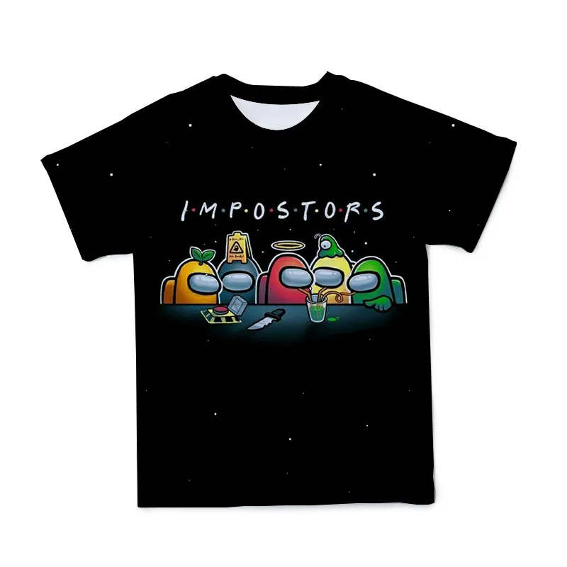 

Among Cool Black Fashionable Short Sleeve Tee Tops Children Game Harajuku T-shirts Kids Boys Kinder Clothing Ponyo