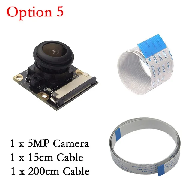 Option 5 Raspberry Pi 3 камера ночного видения рыбий глаз 5MP OV5647 130 градусов фокусное расстояние регулируемая камера для Raspberry Pi 4 Модель B 3B Plus 3B - Цвет: Option 5