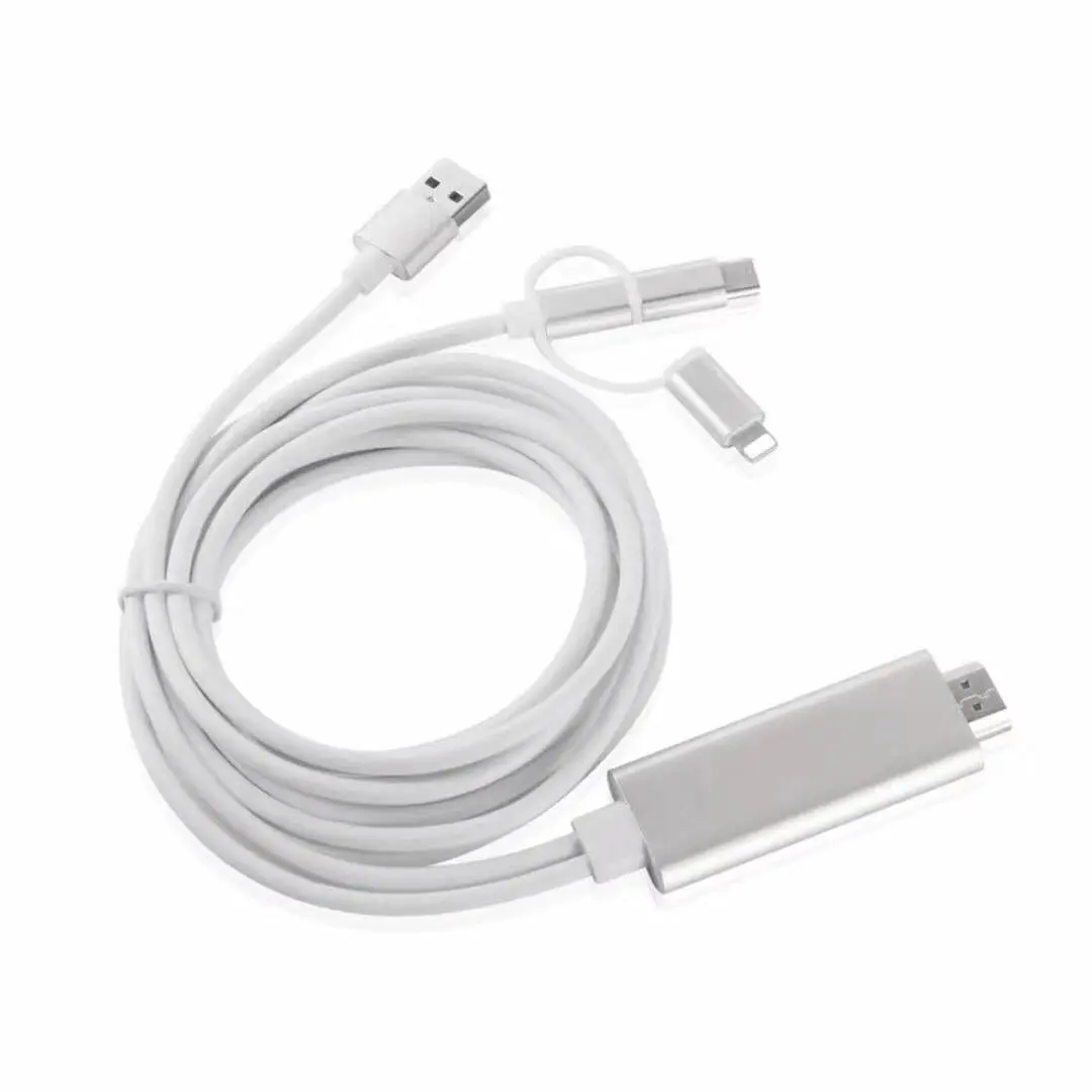 Кабель MHL 3 в 1 для iPhone HDMI-совместим с телефоном Samsung и проектором TV HDMI-совместимый