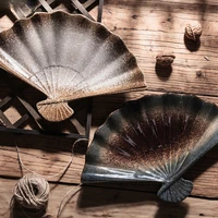 japanese style fan shape ceramics sushi plate hotel tableware creative household steak fruit dessert