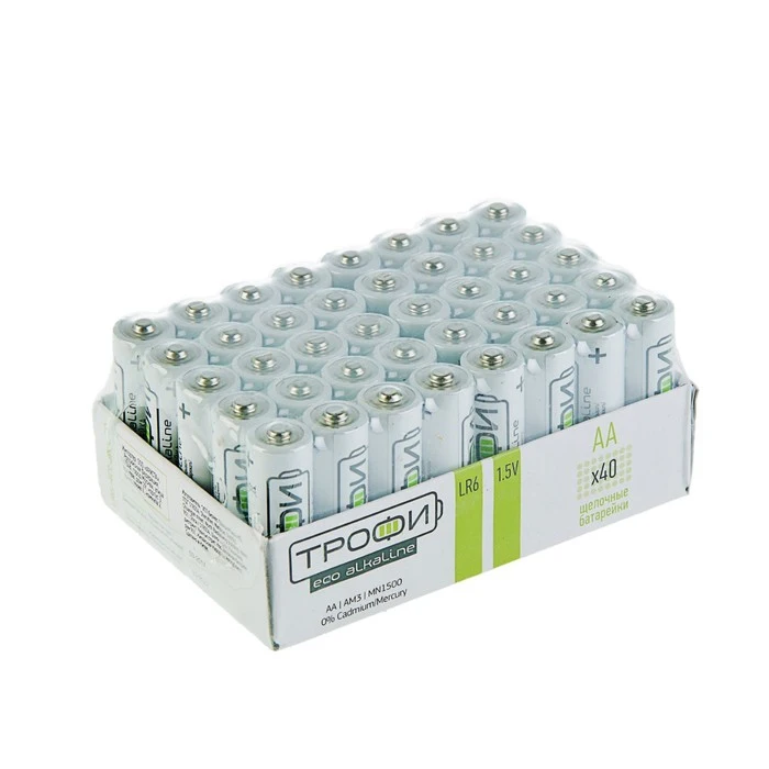 Батарейка алкалиновая "Трофи" Eco AA LR6-40BOX 1.5В набор 40 шт. 2478472 | Электроника