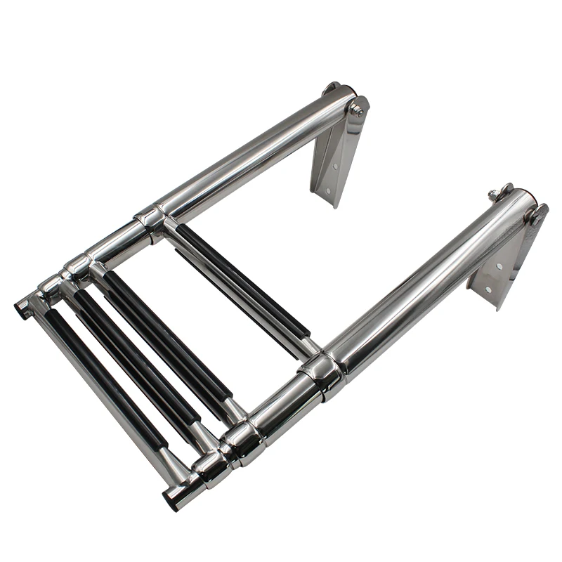 

4 step stainless steel marine boat ladder yacht polished steel telescope ladder