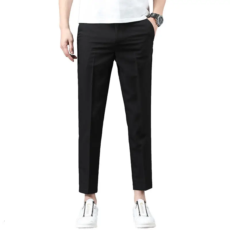 

Summer Solid Color Slim Suit Pants Men Korean Fashion Business Casual Pants Men Harajuku Streetwear Straight Leg Pants Men