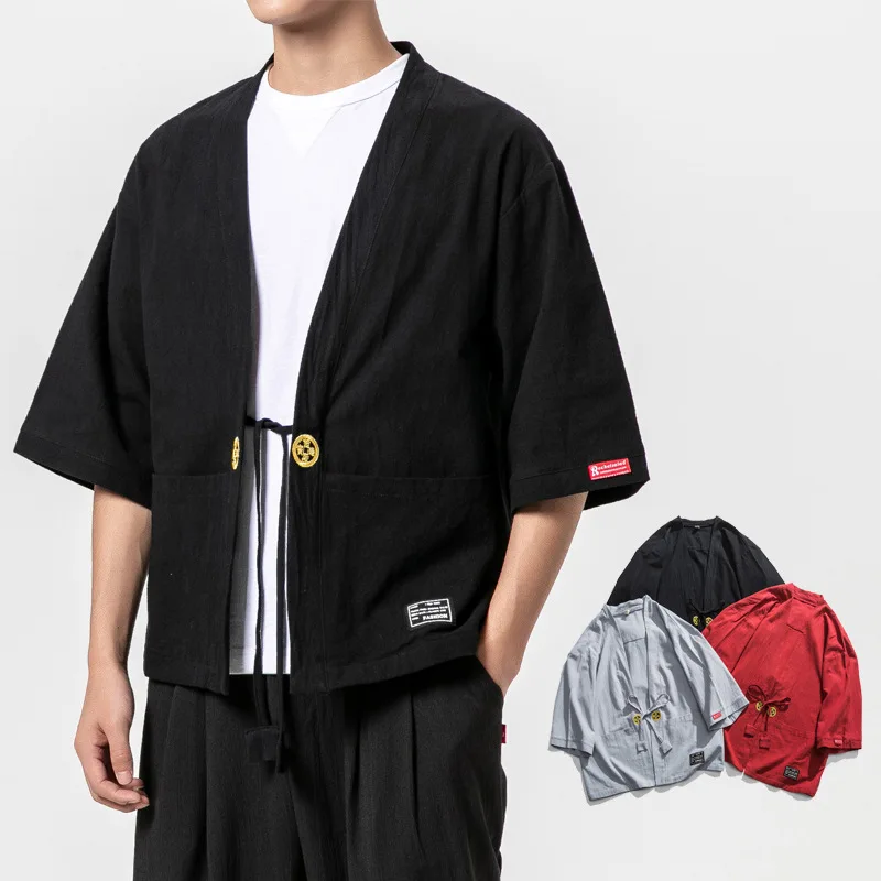 

Кимоно мужское в китайском стиле, Повседневная Свободная куртка в стиле Харадзюку, японская одежда самурая, юката, азиатская одежда, 5XL