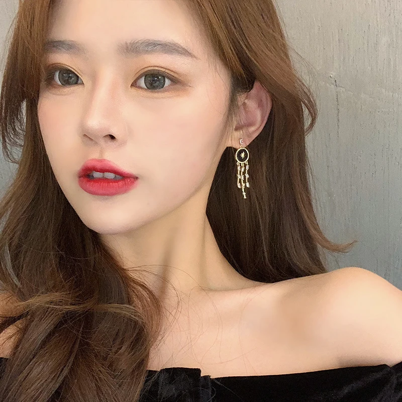 Dongdaemun восемь звезд диск фритиллярные серьги с кисточками Корейский темперамент