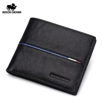 bison denim genuine leather wallet men brand fashion short purses coin purse id credit card holder slim bifold wallet men n4437
