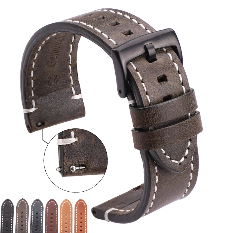 

Vintage Genuine Leather Watchbands 7 Colors Belt 18mm 20mm 22mm 24mm Women Men Cowhide Watch Band Strap Watch Accessories
