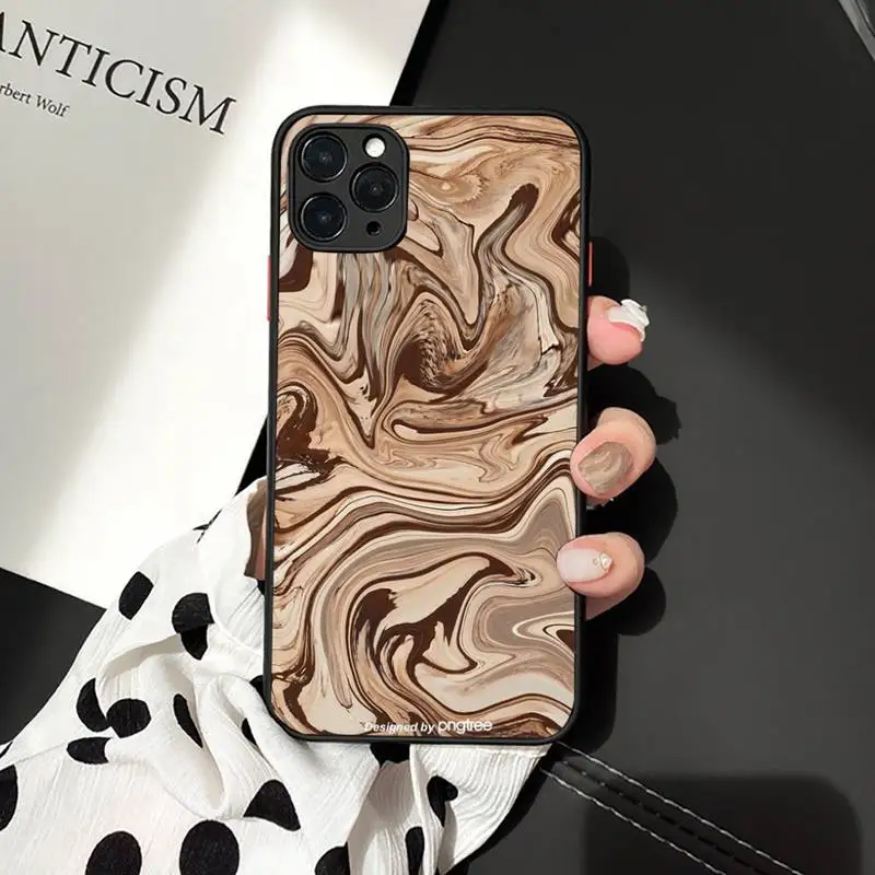 

Coffee Latte Love Pattern Phone Case matte transparent For iphone 7 8 11 12 plus mini x xs xr pro max luxury shell coque cover