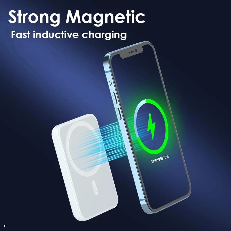 original for iphone battery pack 5000mah magnetic wireless charging power bank for iphone 12 pro max back battery 13 charger free global shipping