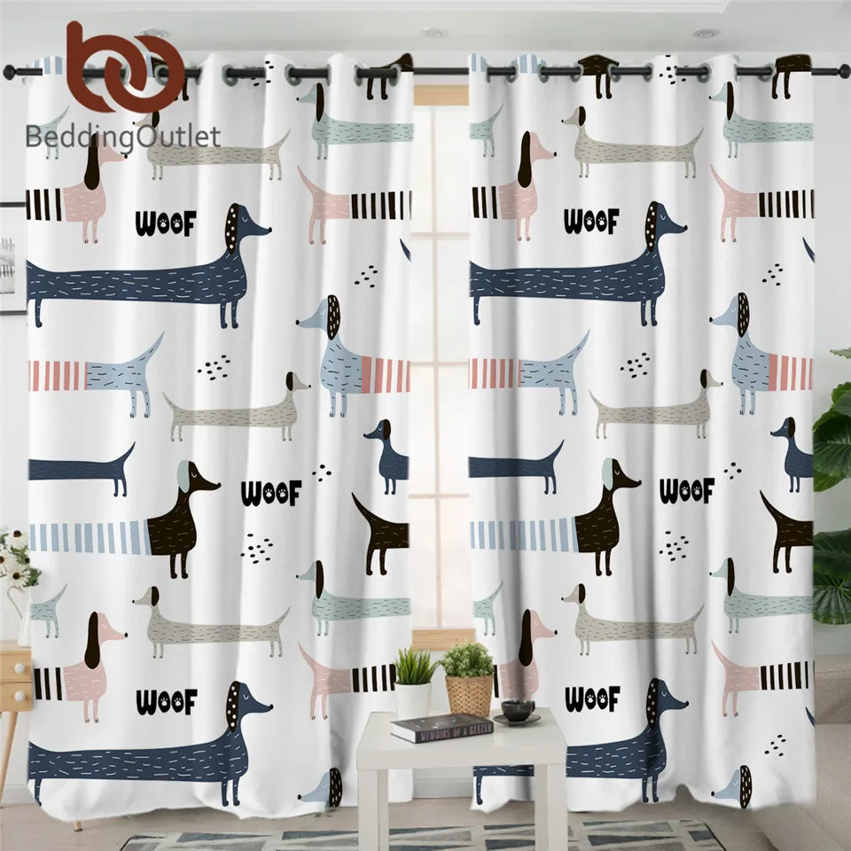 Занавески BeddingOutlet для гостиной с изображением таксы и собаки красочные занавески