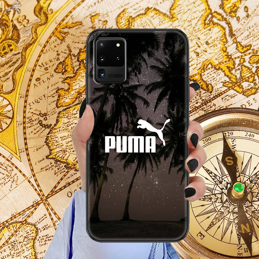 

PumaS Sports Brand Phone case For Samsung Galaxy Note 4 8 9 10 20 S8 S9 S10 S10E S20 Plus UITRA Ultra black silicone prime tpu
