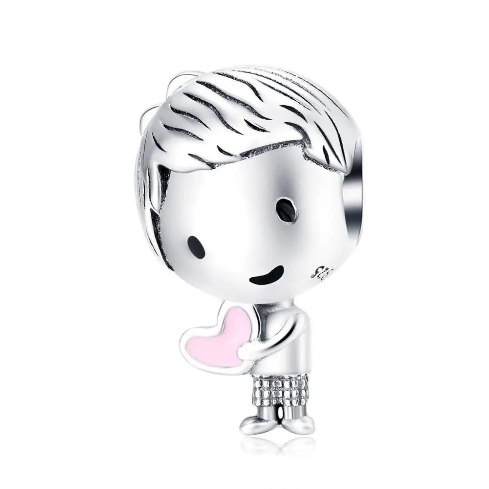 Fit Pandora браслет 925 стерлингового серебра маленькое платье девушка Сердце Мальчик бусины S925 детей подвески для DIY ювелирных изделий - Цвет: as1334