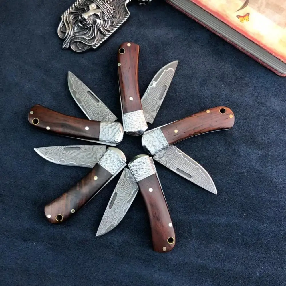Тактический складной нож из дамасской стали карманные ножи с деревянной ручкой