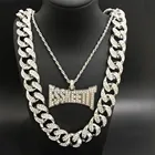 Ожерелье мужское, в стиле хип-хоп, золотого и серебряного цвета, с кулоном в виде креста Майами, 2 см