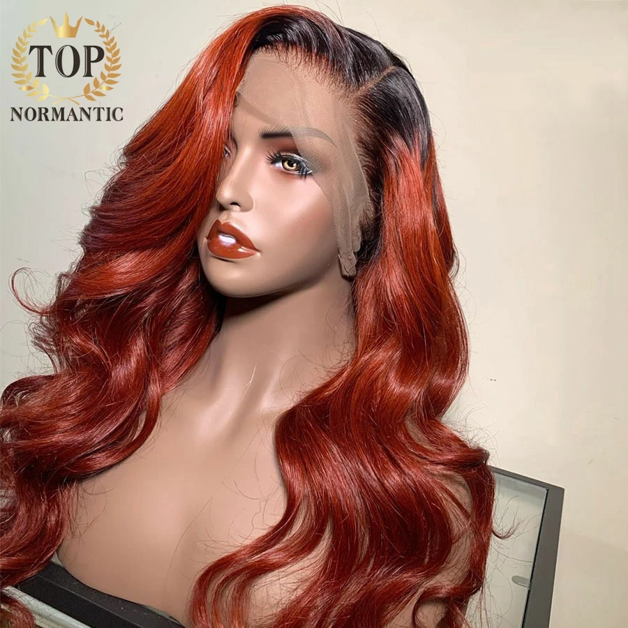 

Topnormantic Body Wave Lace Front Human Hair Wigs For Women Indian Remy Human Hair Wig Ombre Red Body Wave Wig Red Color Hair