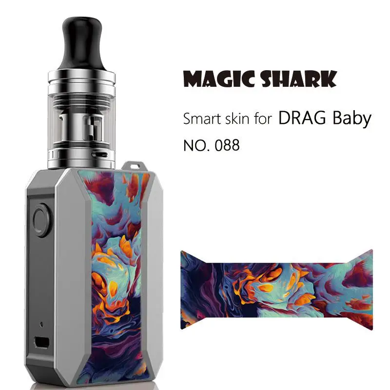 Волшебная Акула мечтательная Медуза Череп Паук женщина кожа Vape ультра тонкий чехол наклейка пленка для Voopoo Drag Baby Trio - Цвет: 088