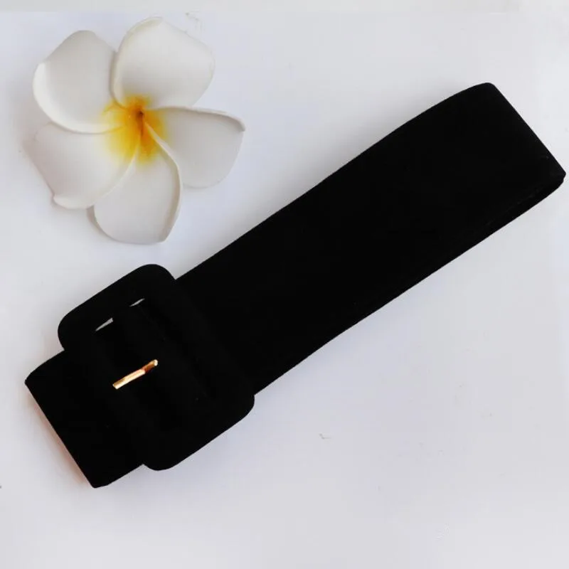 

New Style Wide Women Belts Waist Sealing Square Buckle Decorative Belts Dress Party Casual Velvet Needle Buckle Soft Waistband
